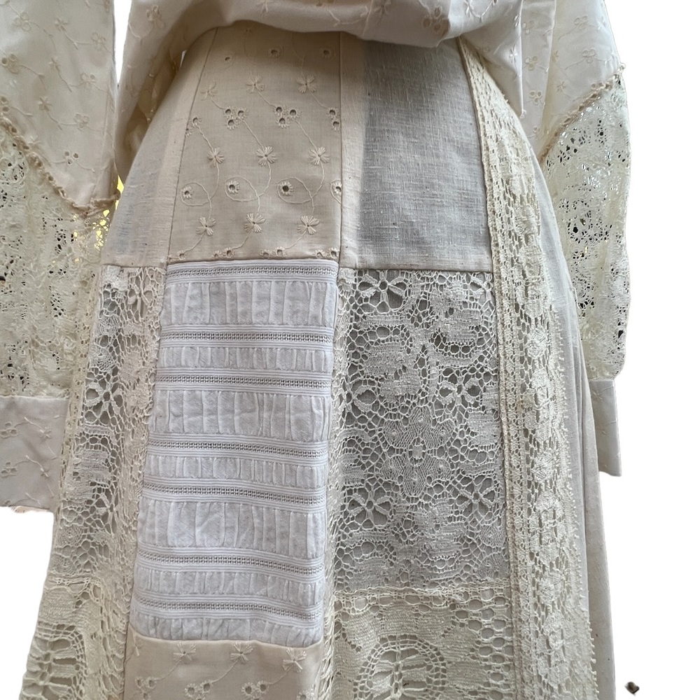M. BIANCHI CALIFORNIA Vintage Eyelet Ruffle Hem Skirt & Button Down Top AMAZING! - Picture 12 of 16